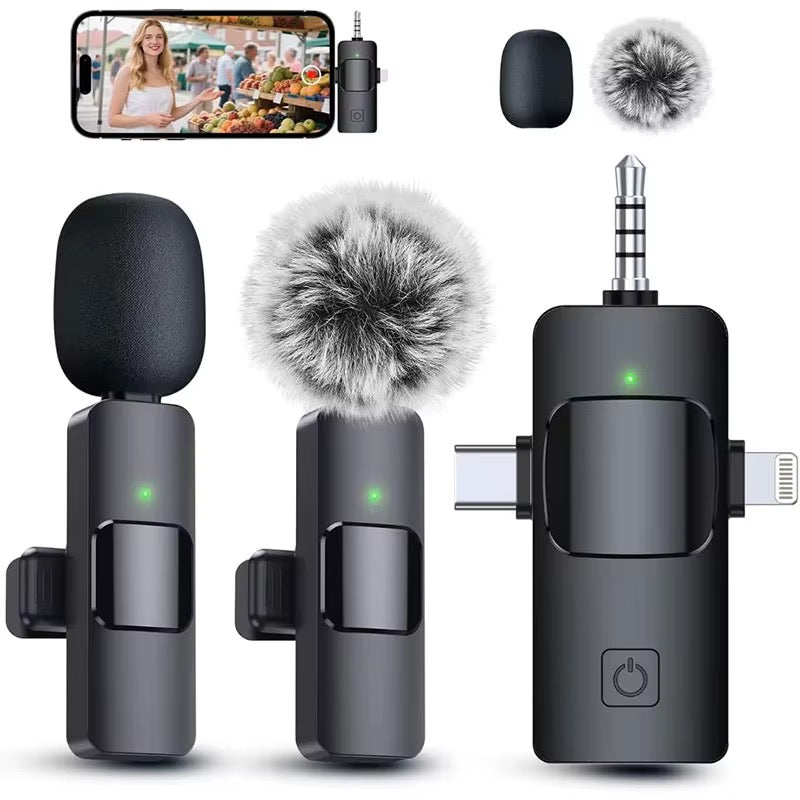 Microphone cravate sans fil K15 | Double microphone Lavalier avec bonnette